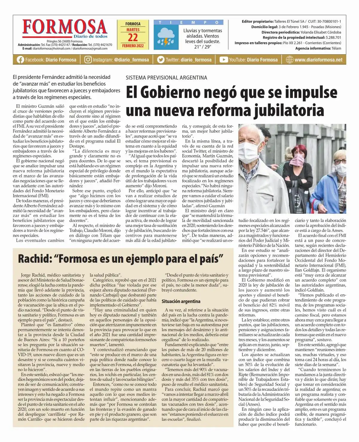 Tapa y Contratapa 22 de febrero de 2022