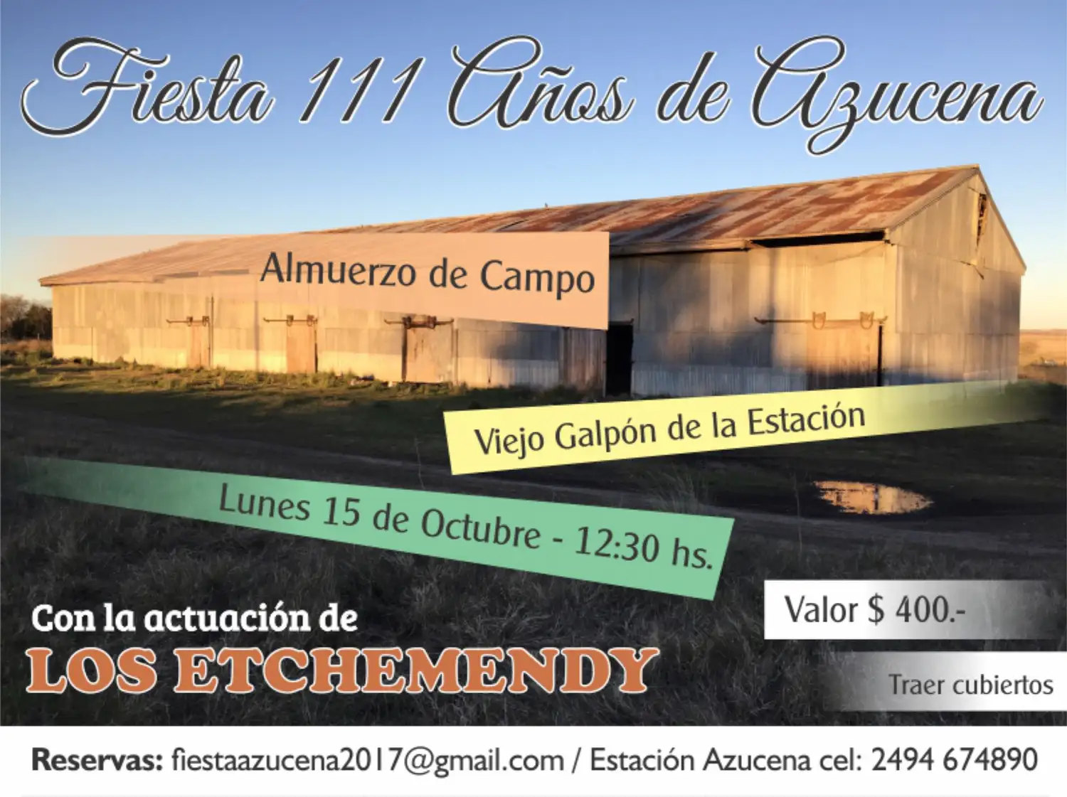 Azucena invita a pasar un “día de campo” para celebrar su aniversario 