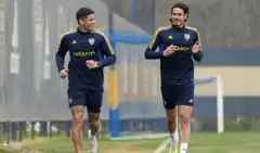 Rojo y Cavani se entrenaron a la par del resto del plantel