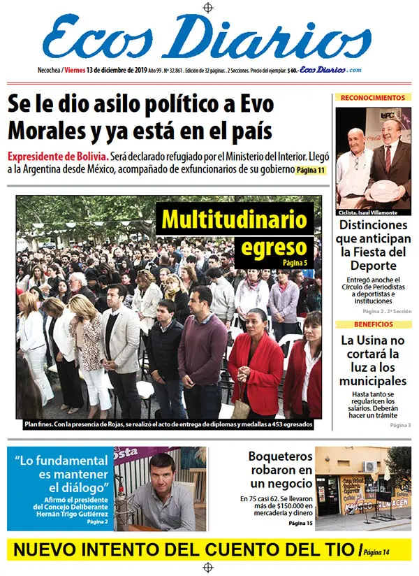 Tapa del 13 de diciembre de 2019