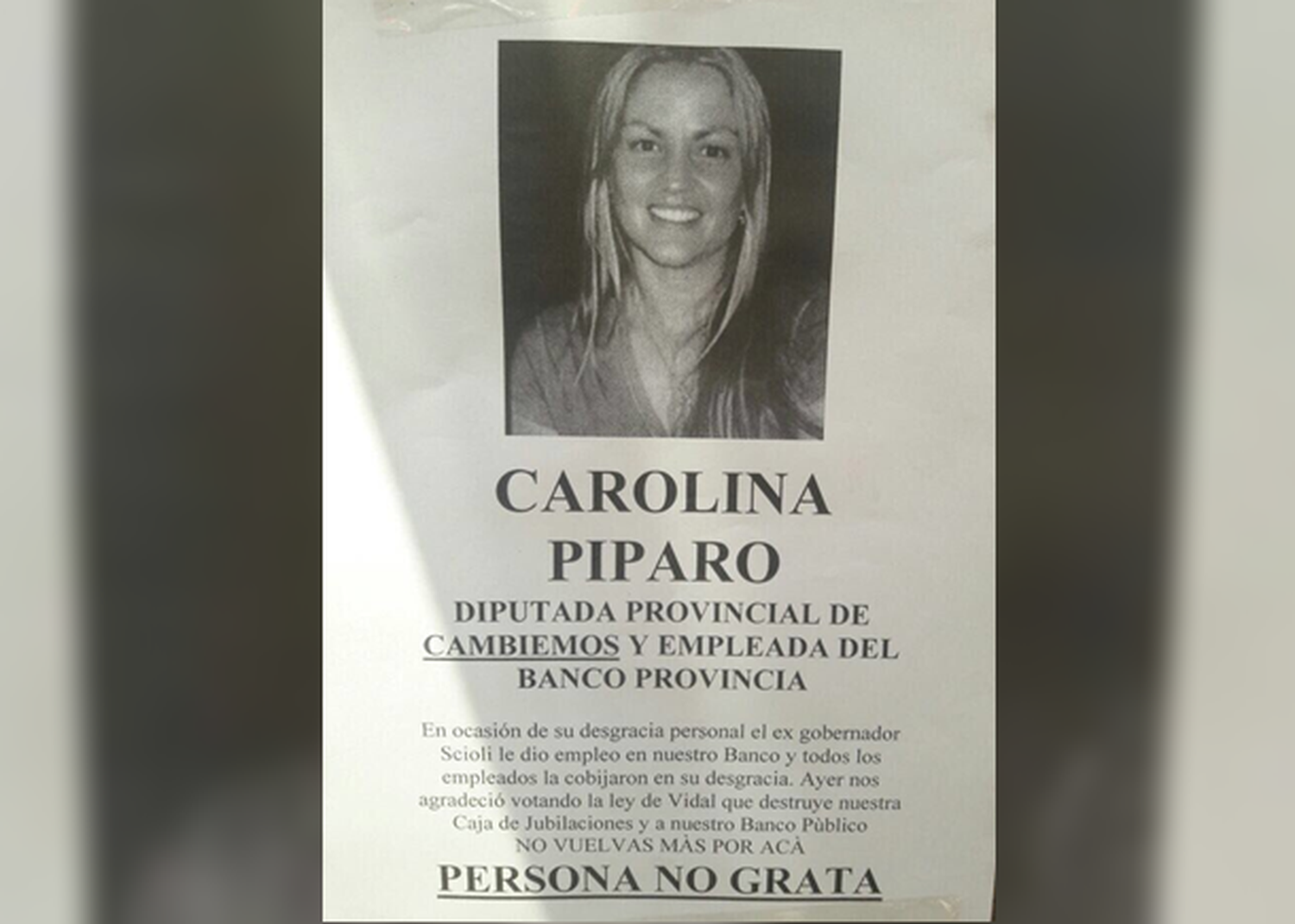 Trabajadores del Banco Provincia declararon persona no grata a Carolina Píparo