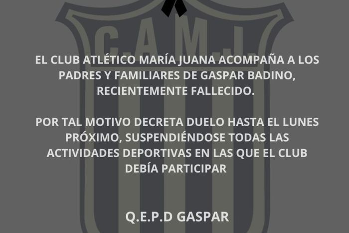 El posteo del Club Atlético María Juana