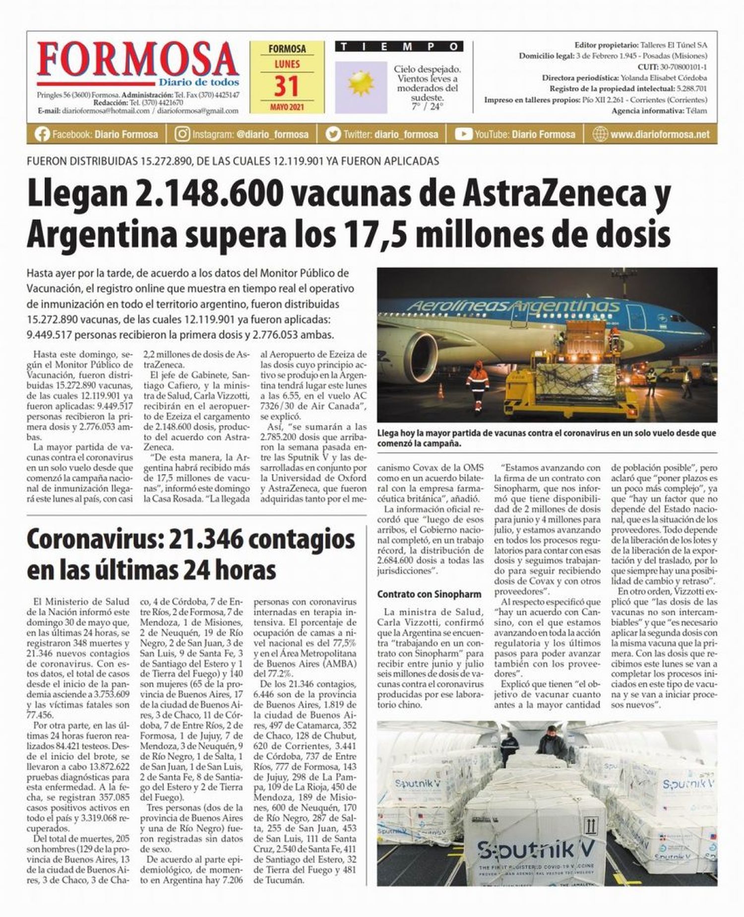 Tapa y Contratapa 31 de mayo de 2021