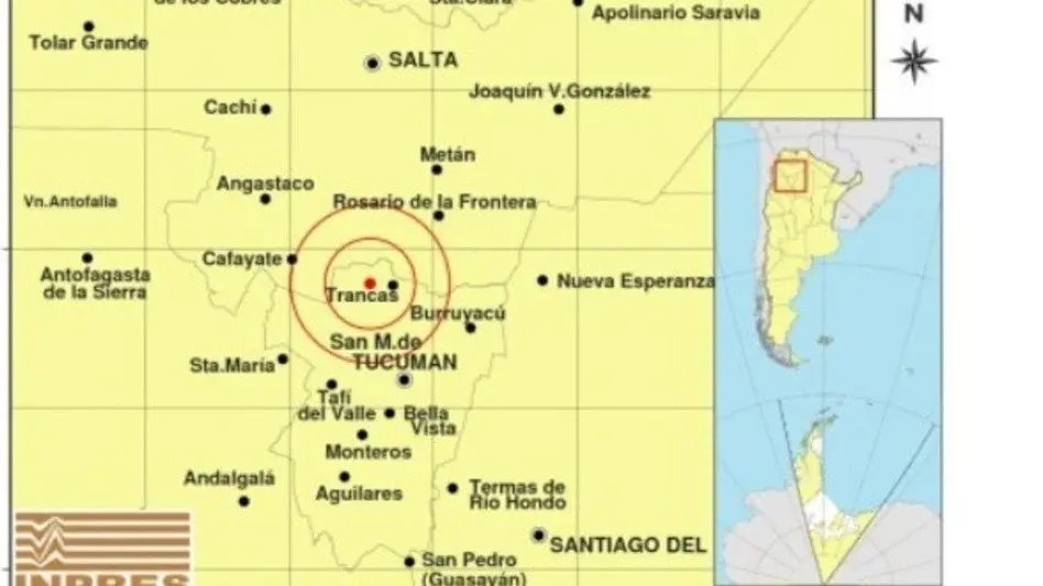 Fuerte sismo de 5,7 grados en la escala Ritcher en Tucumán