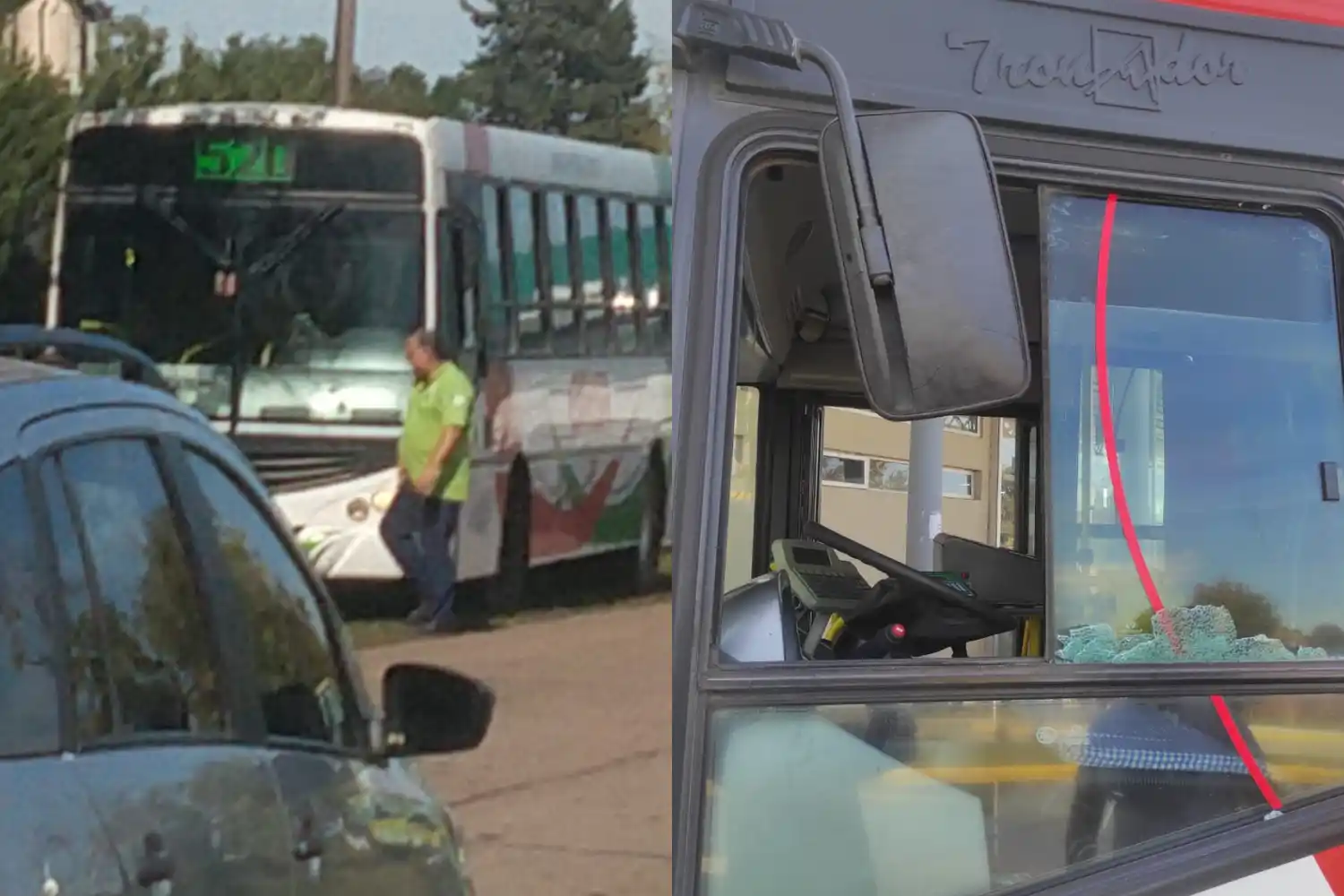 Camión golpeó a colectivo de Vercelli en ruta 191: estalló un vidrio y el chofer resultó herido
