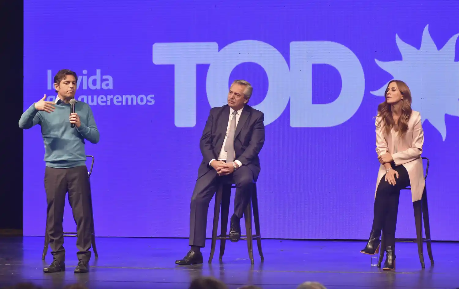 Axel Kicillof, Alberto Fernández y Victoria Tolosa Paz.