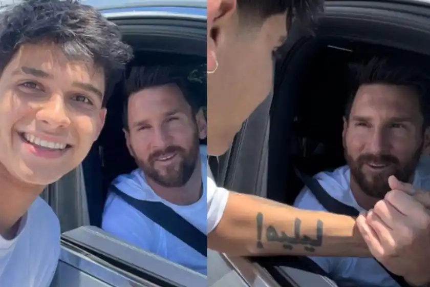 «Dame un beso»: la efusiva reacción de un joven que se encontró a Messi en Miami