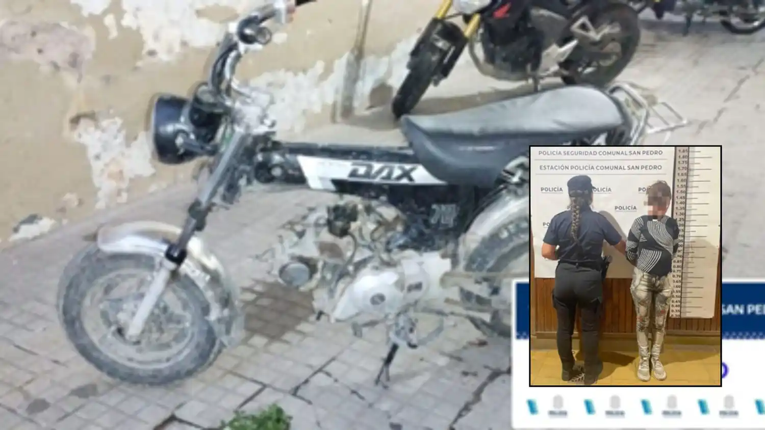 La moto Mondial Dax tenía pedido de secuestro por un hurto ocurrido a principios de año.