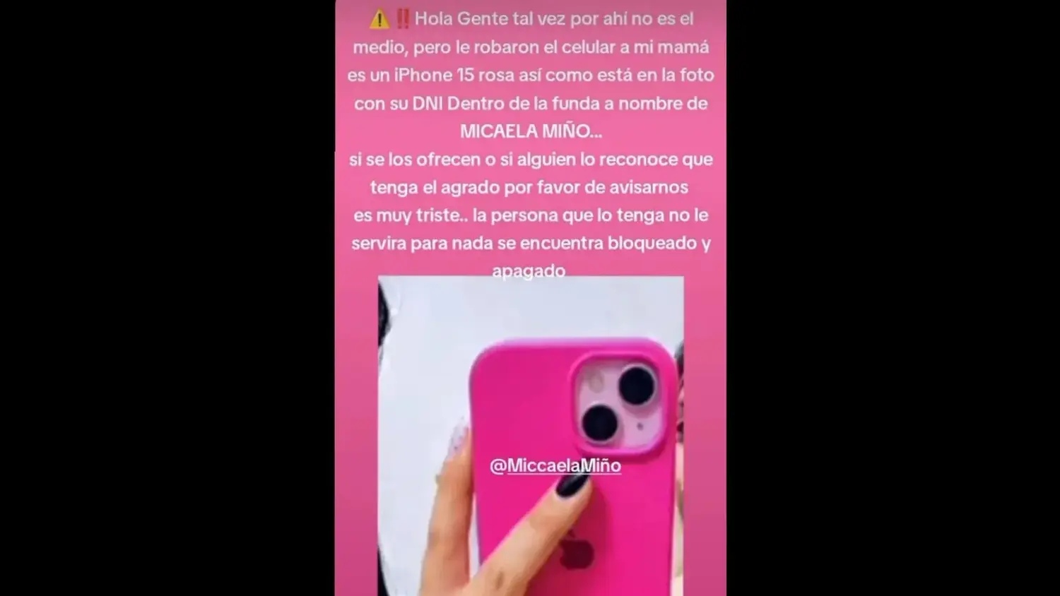 La víctima publicó en las redes sociales el teléfono que le robaron.