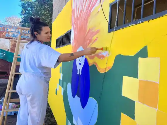 Galarza se llenó de color y participación con el Encuentro Entrerriano de Muralismo