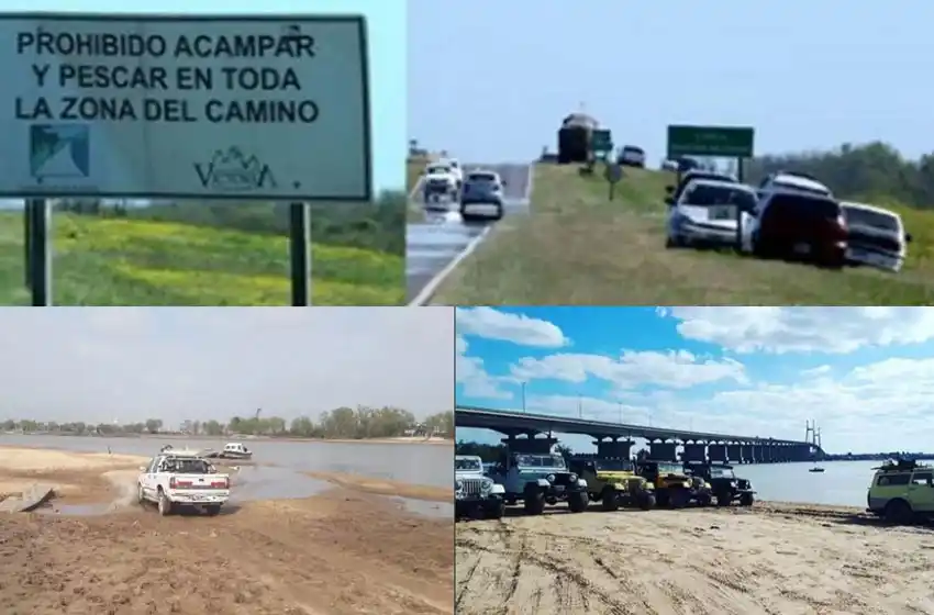 Invasión de autos en las islas por la bajante del río