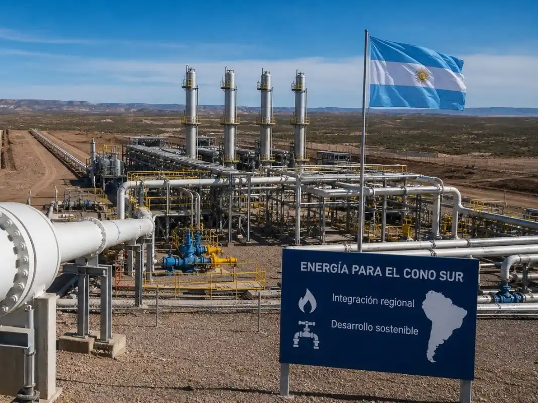 Actividad gasífera en la cuenca neuquina: el desarrollo de infraestructura será clave para consolidar el abastecimiento regional a largo plazo. Foto: IA