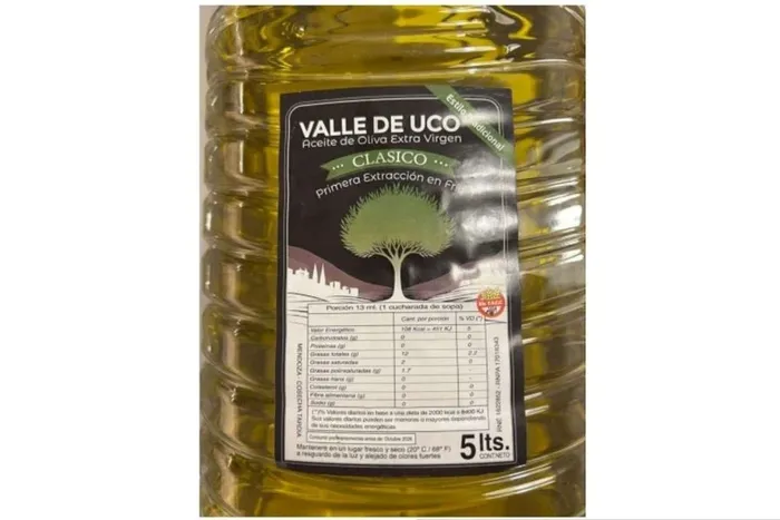 Aaceite de oliva extra virgen, marca Valle de Uco