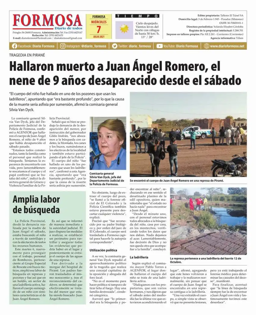 Tapa y Contratapa 7 de julio de 2021