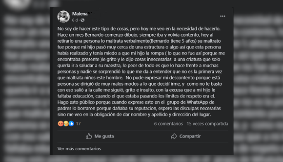El maltrato hacia un niño y el dolor de una madre