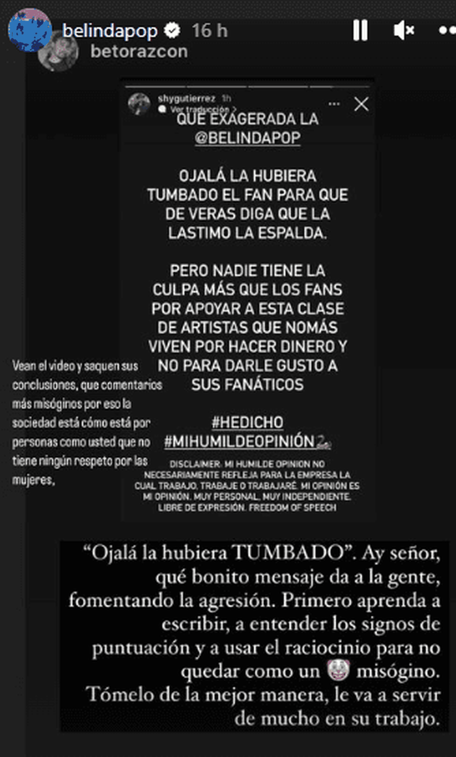 Belinda no dudó en responder ataques contra ella. Foto Instagram