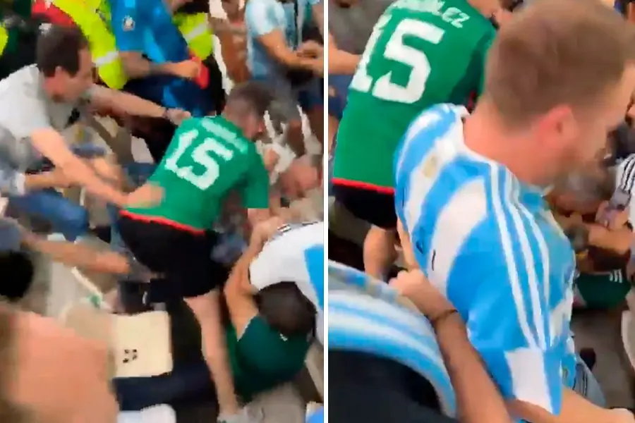 Hinchas argentinos y mexicanos se agarraron a las trompadas en pleno partido