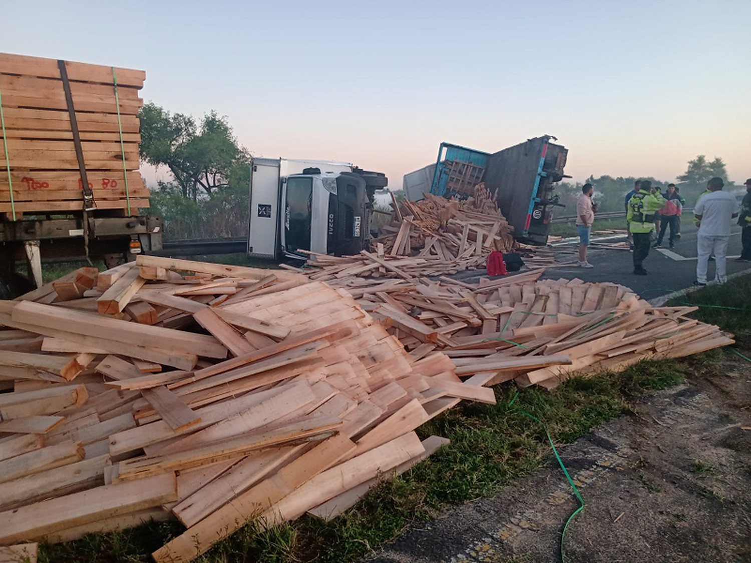 Vuelco de camiones sobre la Isla Talavera entre Zárate y Brazo Largo