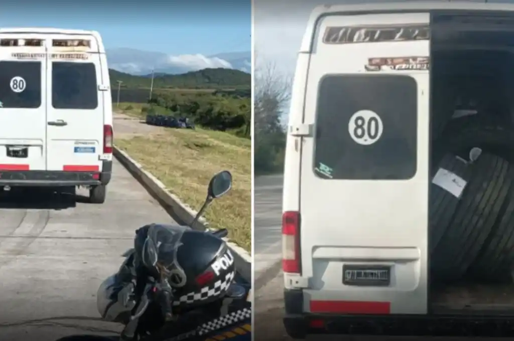 La combi que transportaba 12 neumáticos de camión y 6 de automóvil.