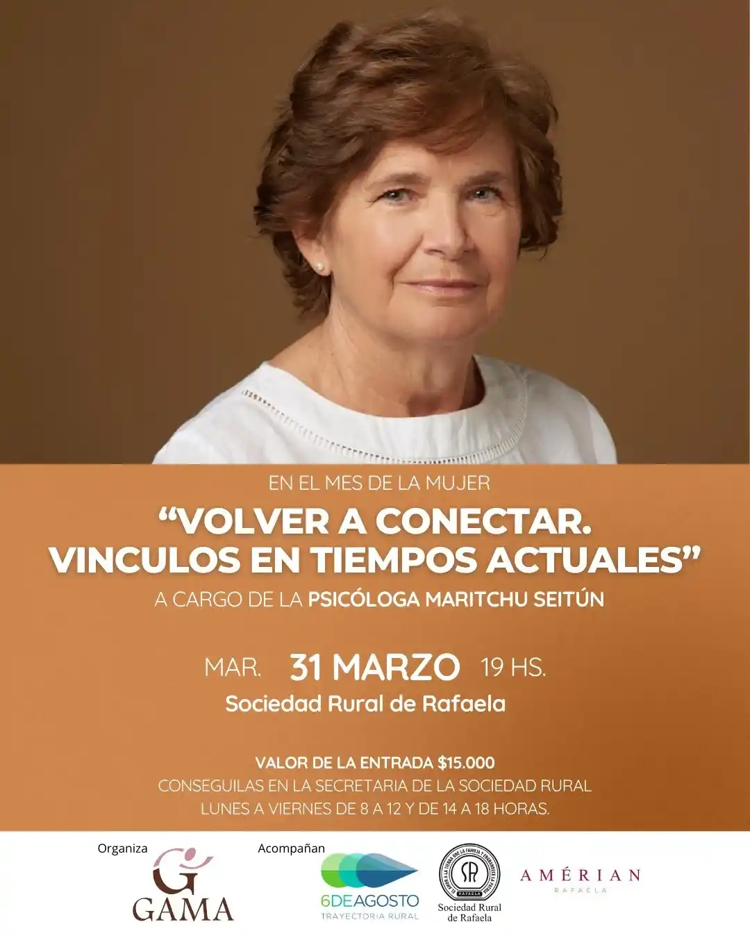 Maritchu Seitún llega a Rafaela con la charla “Volver a conectar. Vínculos en tiempos actuales”