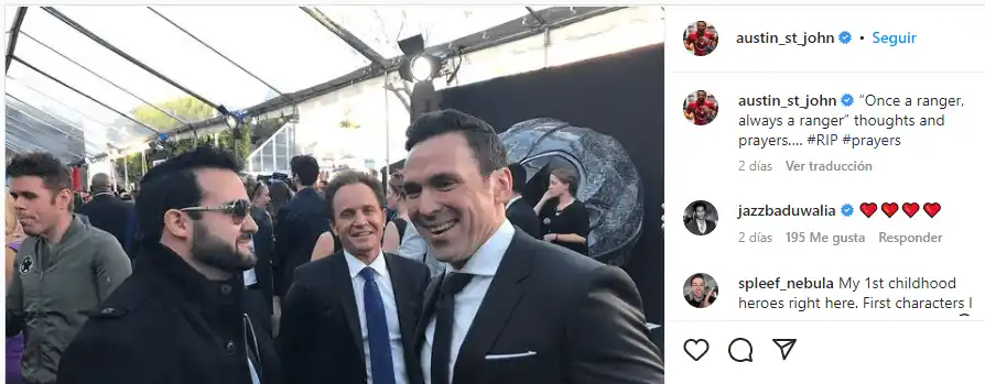 El otrora Power Ranger Rojo también despiidó al verde. Foto Instagram