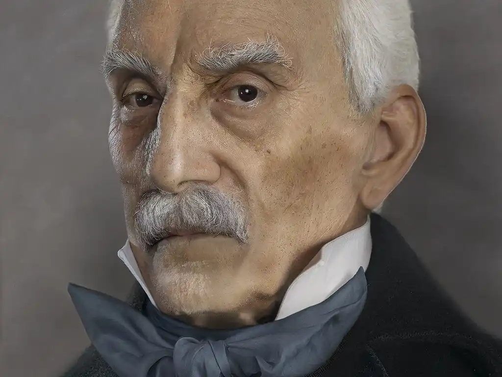 El retrato, que muestra los rasgos del Libertador de América