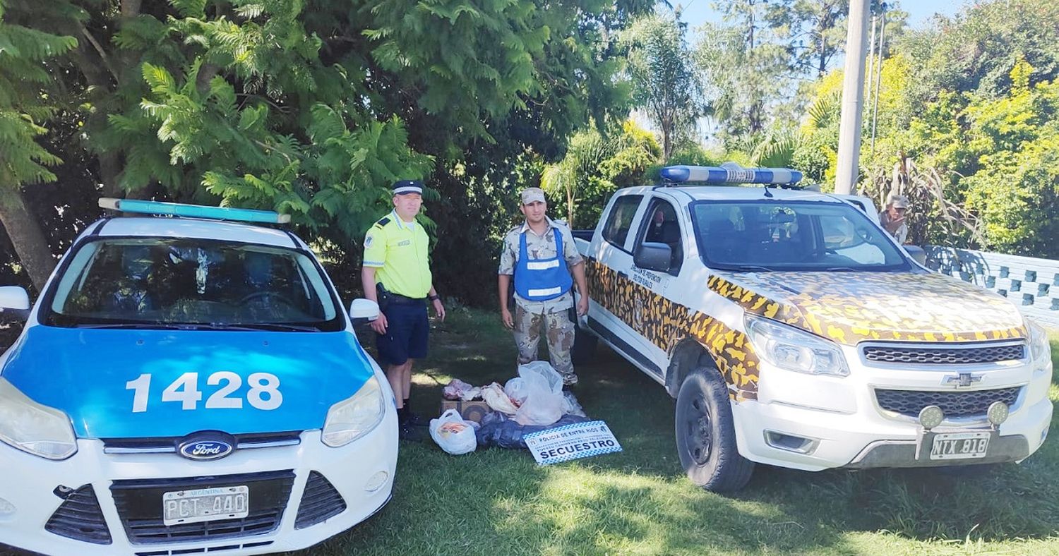 Personal del Puesto Caminero Paso Telégrafo realizó dos procedimientos con decomiso de cortes cárnicos y secuestro de vehículo