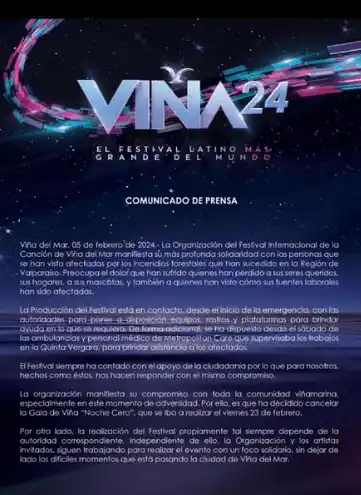 La organización de Viña explicó los motivos. Foto Instagram