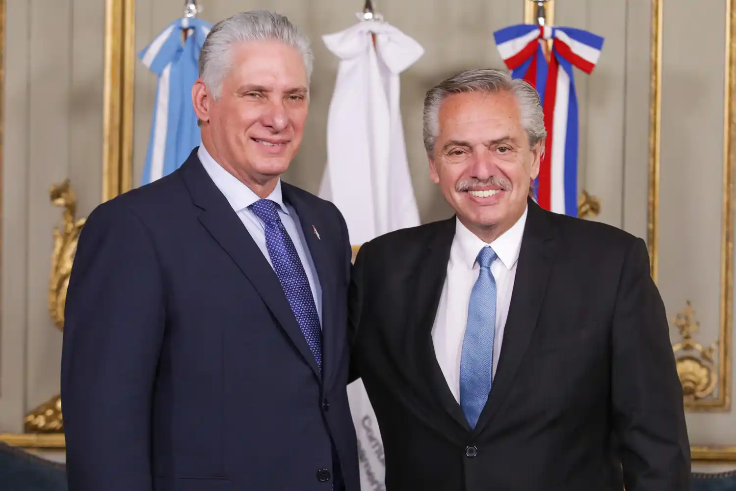 El presidente cubano, Miguel Díaz-Canel, fue recibido por Alberto Fernández.
