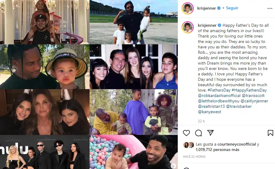 La matriarca del clan Kardashian honró a sus increíbles padres. Foto Instagram