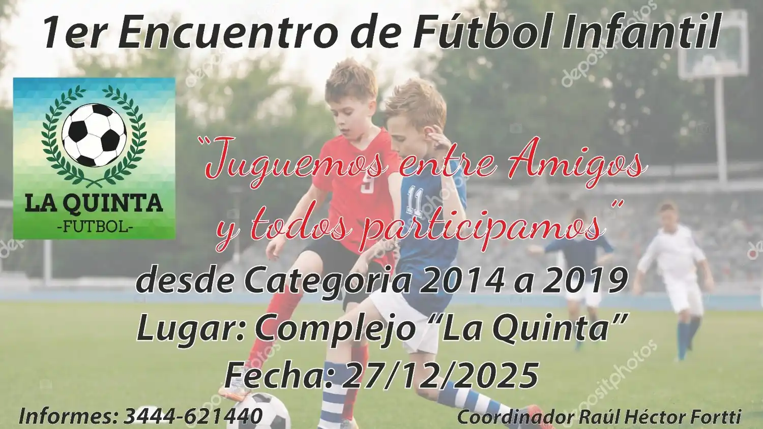 Se viene el primer encuentro de verano de fútbol infantil en el Complejo La Quinta