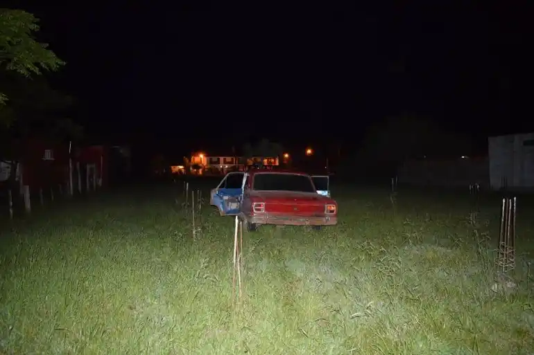 Huyen y abandonan un auto con un animal cuatrereado dentro