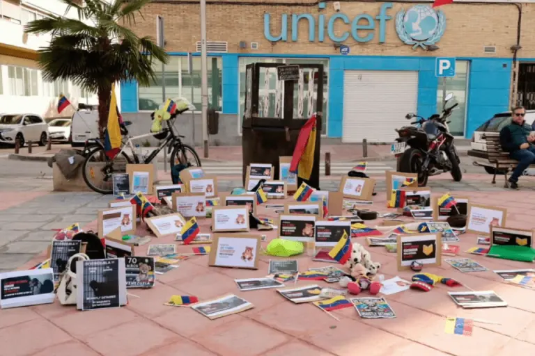 VENEZOLANOS por el mundo gritaron  «Con mis hijos no»: denuncian en la UNICEF violación de DD. HH. de menores presos