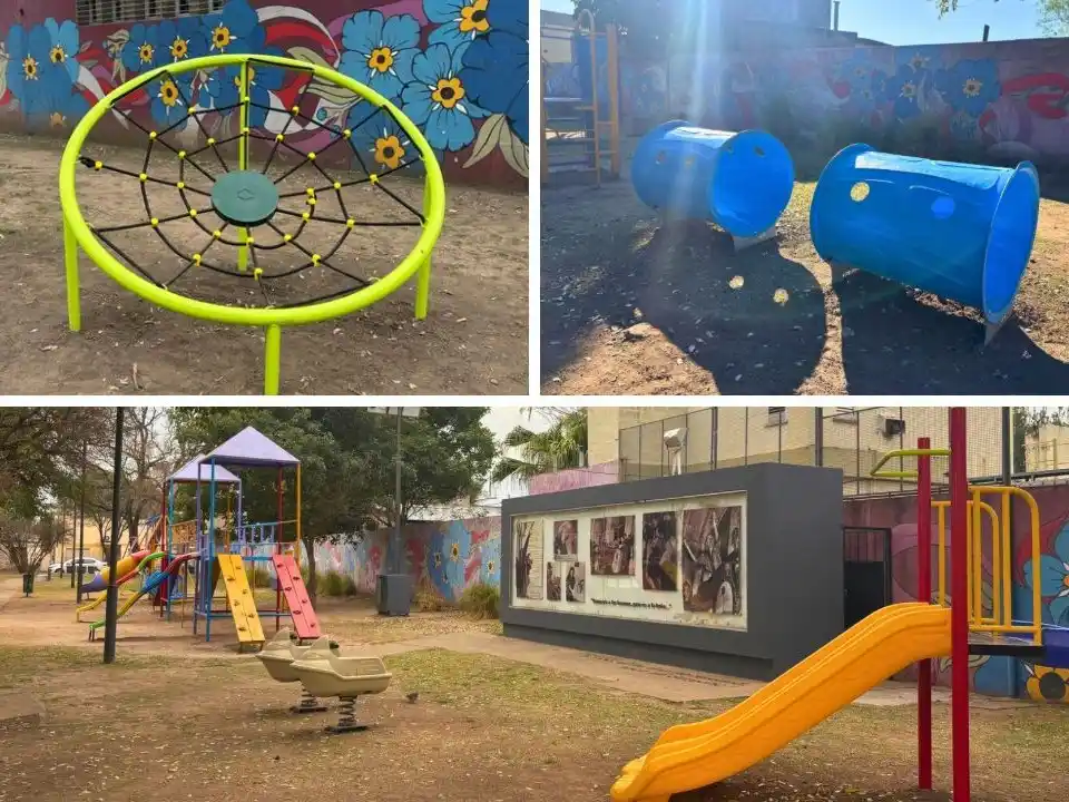 Finalizó la colocación de juegos infantiles en la plaza Eva Perón