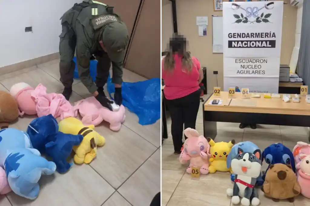 Una mujer llevaba más de dos kilos de cocaína escondidos dentro de peluches en un tour de compras. (Foto: Gendarmería Nacional)