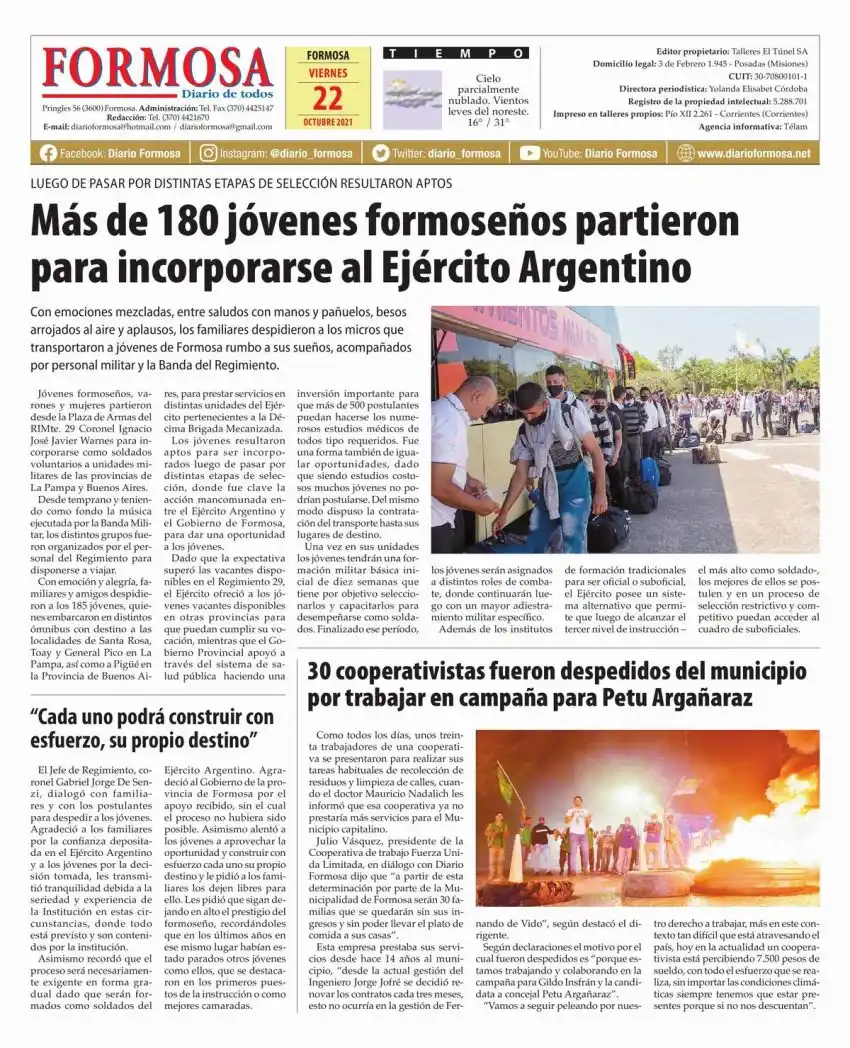 Tapa y Contratapa 22 de octubre de 2021