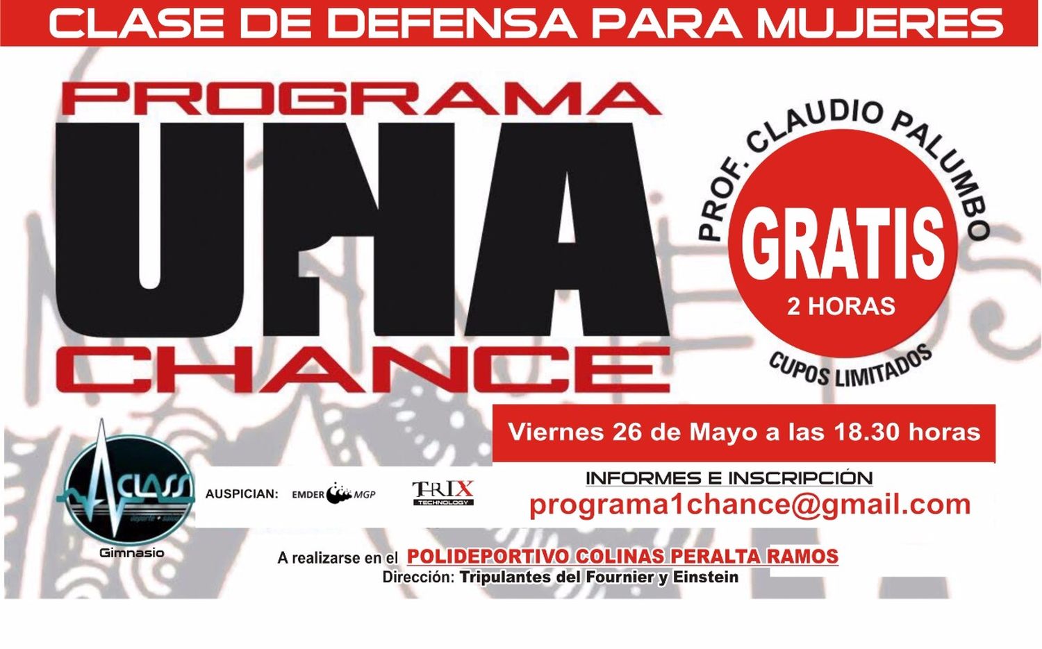 Clase gratuita de defensa para mujeres en el Polideportivo de Colinas