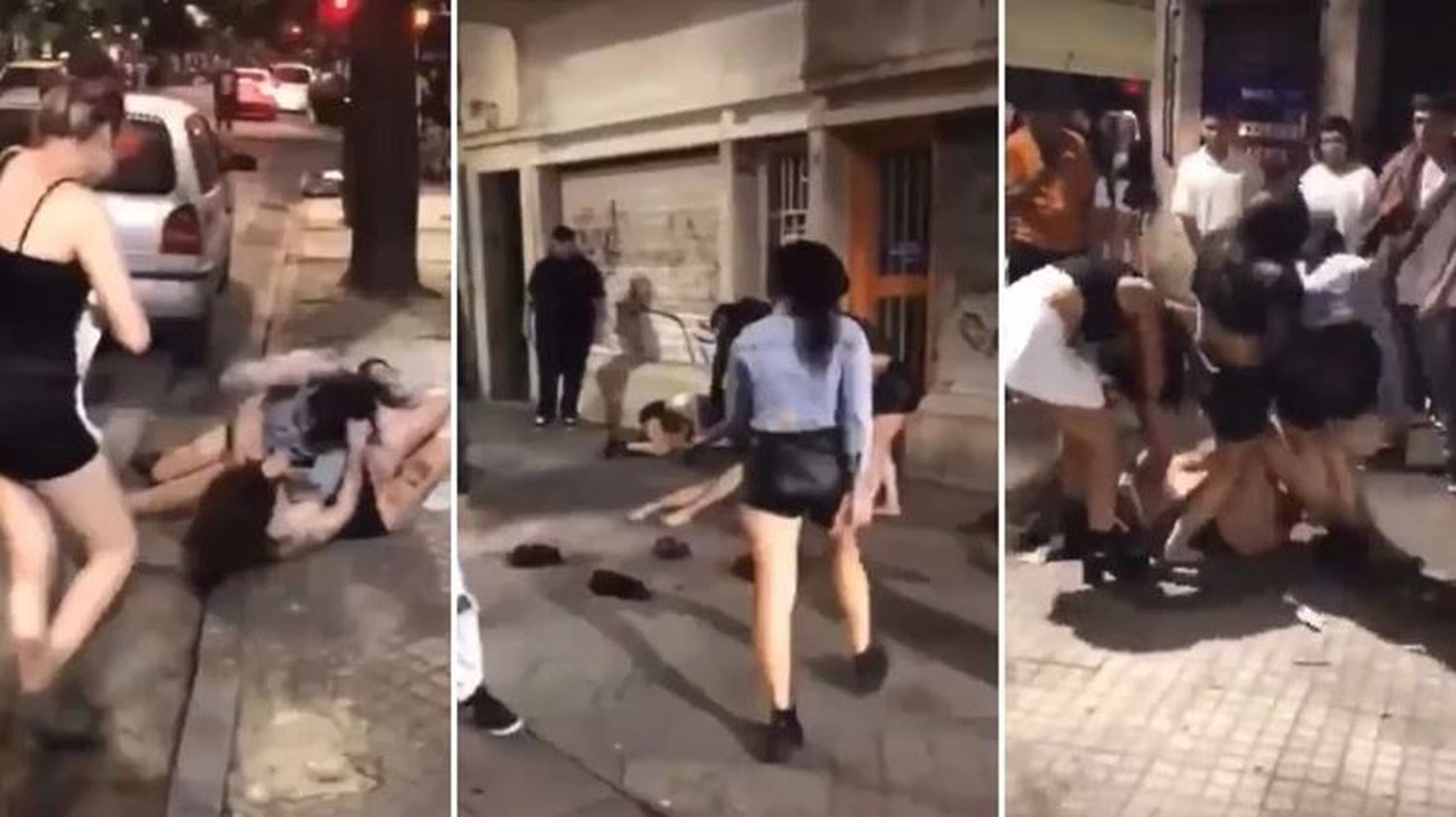 Salvaje pelea entre más de 10 chicas a la salida de un boliche