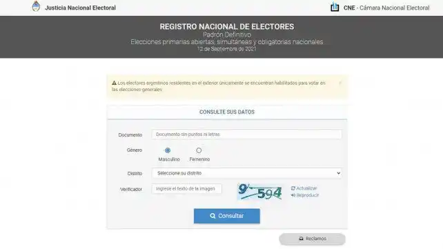 Elecciones: ya se puede consultar dónde votar en el padrón