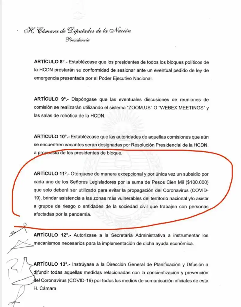 Casaretto: El subsidio a los diputados, para coronavirus, quedaría en Baires