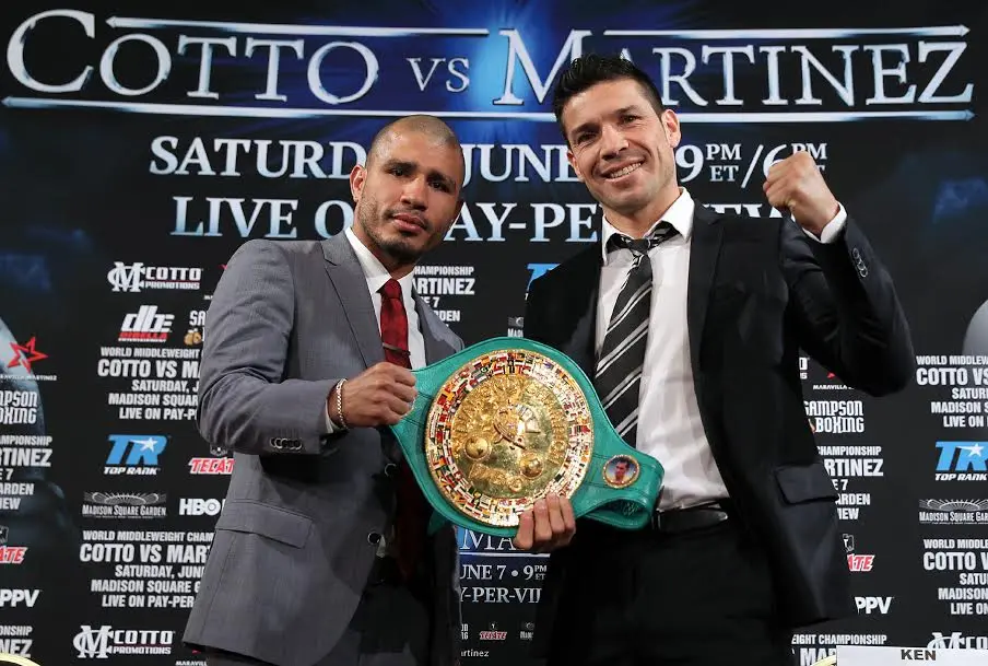 Boxeo: "Maravilla" Martínez defiende el título de los medianos ante Cotto