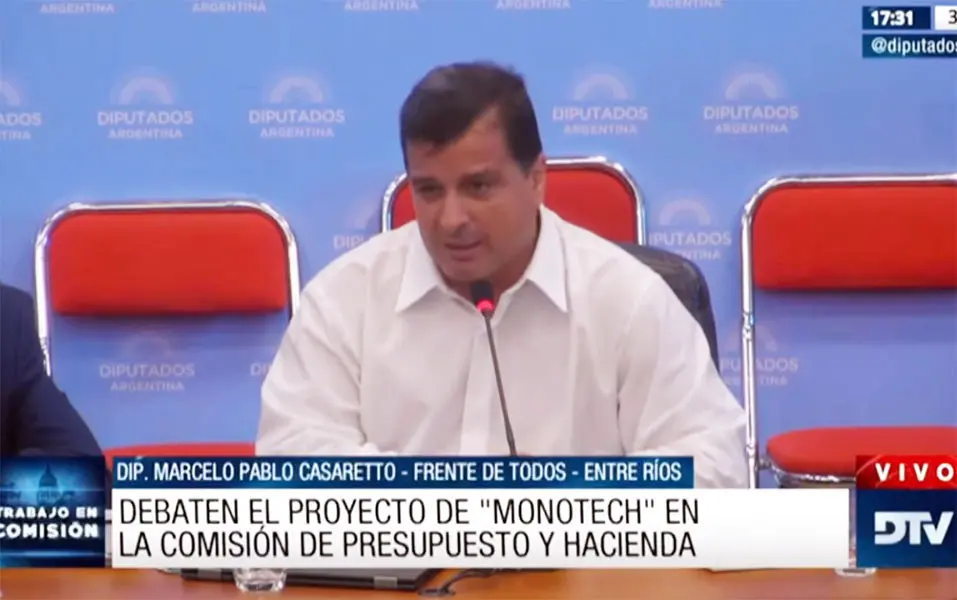 Diputados: dictamen favorable para el proyecto de Monotech