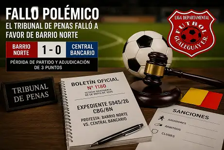 El Tribunal de Penas falló a favor de Barrio Norte y sancionó a Central Bancario