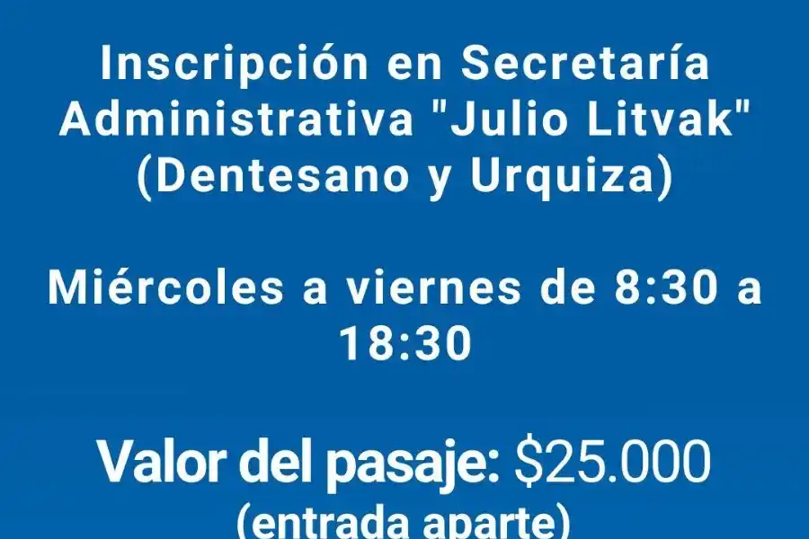 Data para inscribirte e ir a San Nicolás.(Prensa AR)