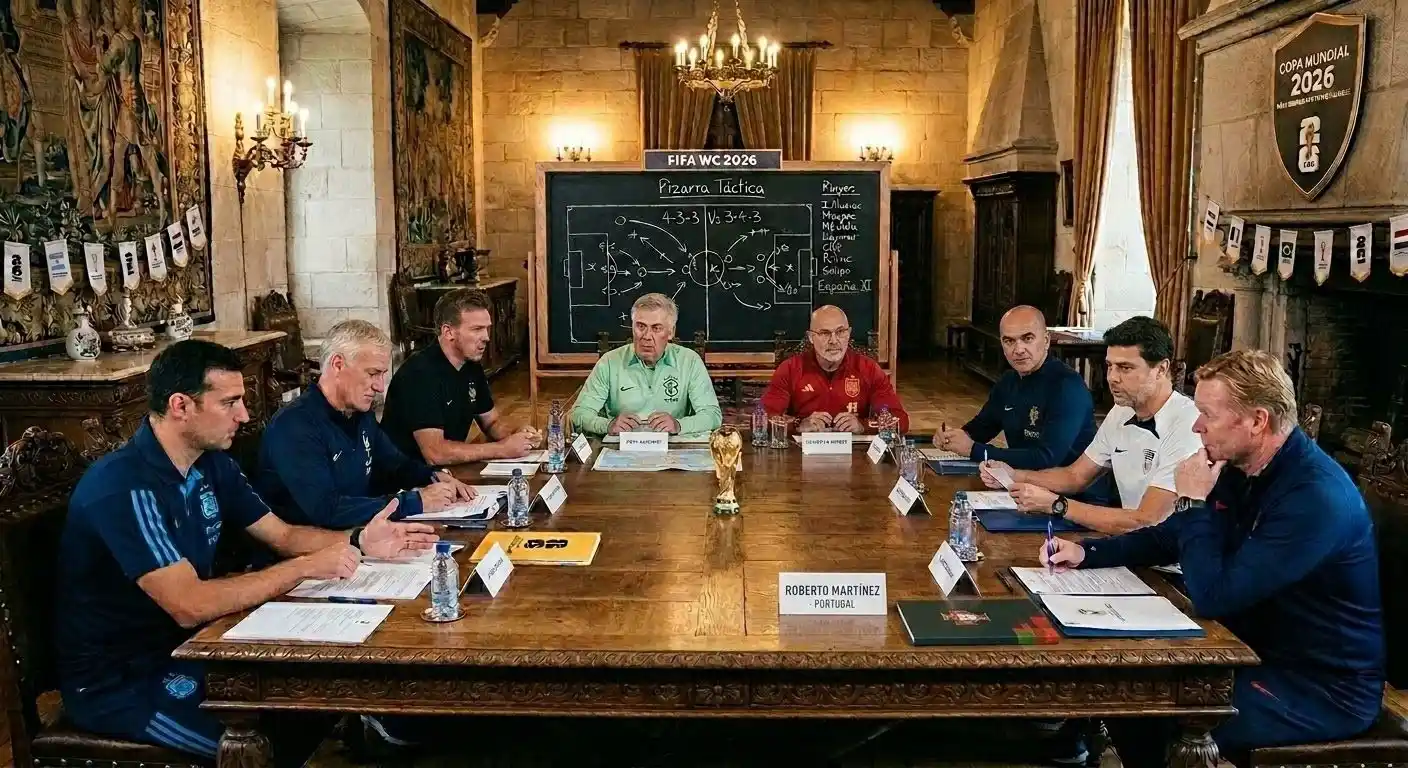 Los entrenadores reunidos en la Sala de Maestros.