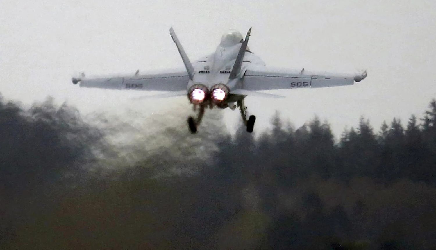 An EA-18G Growler takes off from Naval Air Station