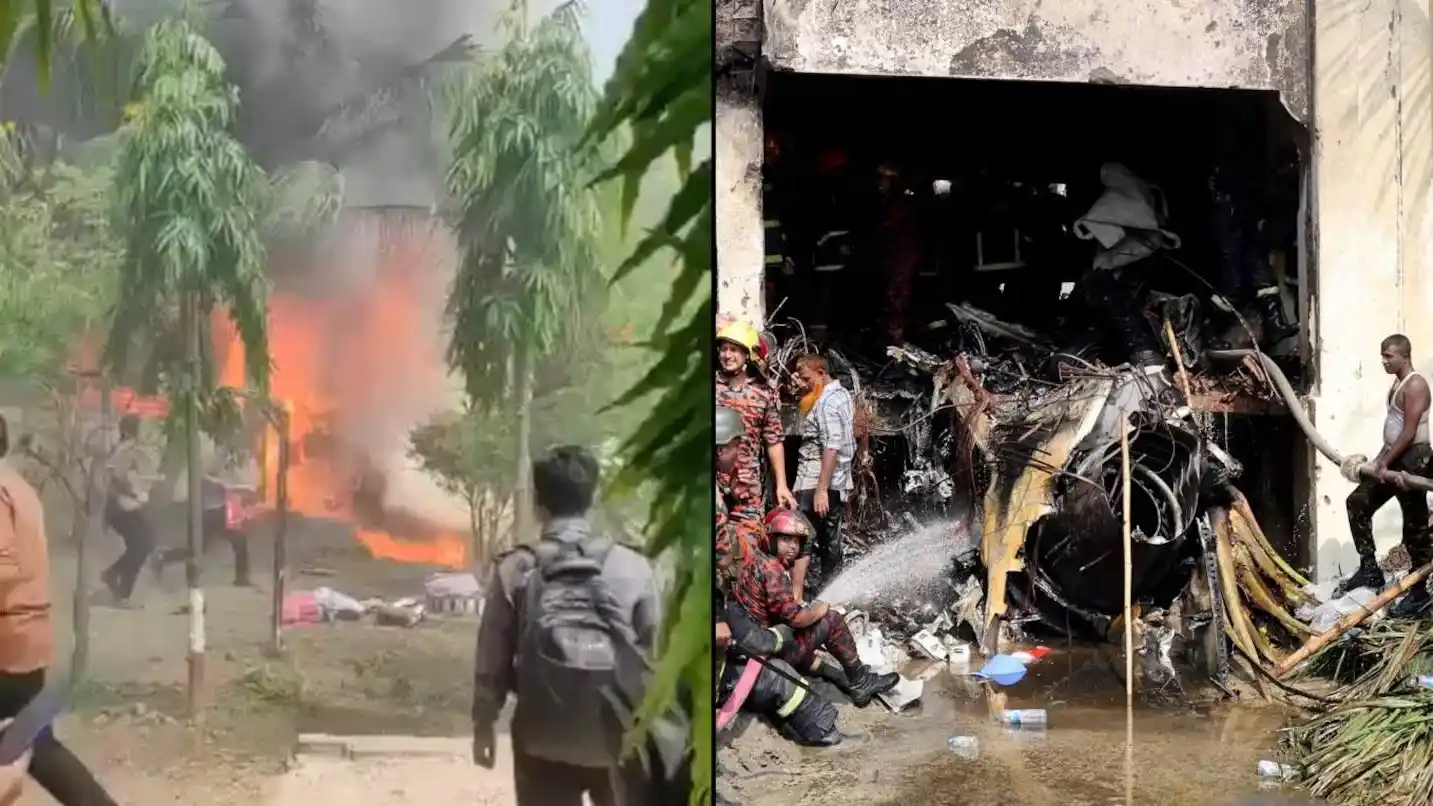 El avión de la fuerza aérea impactó contra una escuela en Bangladesh.