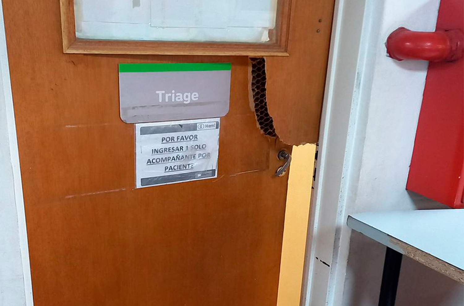 Rompió de una patada una puerta en el Hospital Materno