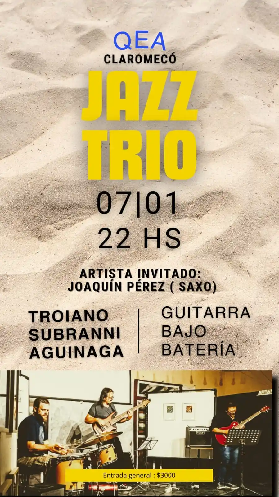 Jazz Trío se presenta en Claromecó