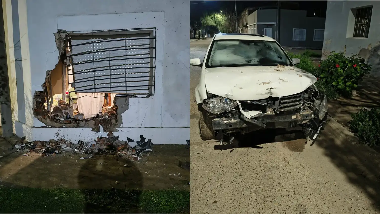 Un automovilista chocó contra una vivienda, provocó daños, abandonó el vehículo y huyó